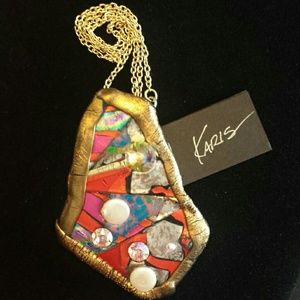 Copper Tone Orange Pendant Necklace